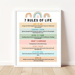 Inspirational Wall Decor 7 Rules Of Life Poster Happy Quote Feelings Poster