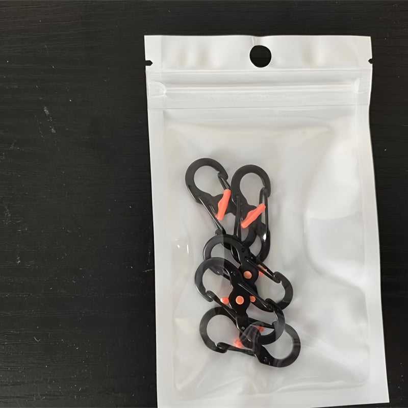 5pcs S Carabiner With Lock Mini Keychain Hook Anti Theft Metal Buckle
