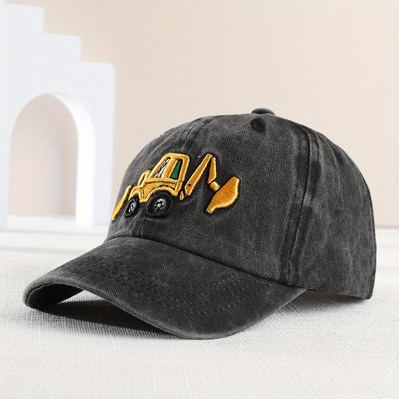 Boys Retro Excavator Baseball Cap Adjustable Sun Hat