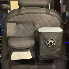 Car Seat Back Storage Bag Organizer - PU Leather & Cotton Linen Material