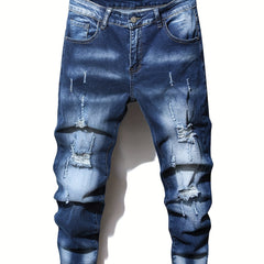 Men's Ripped Skinny Denim Jeans with Pockets
