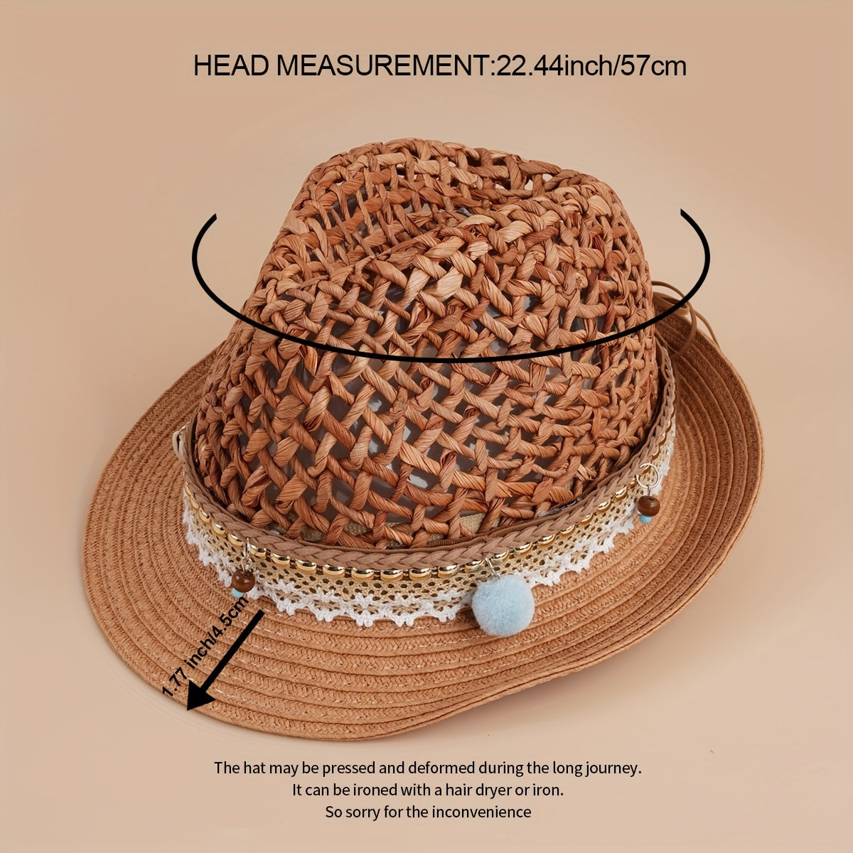 Vintage Jazz Fedora Cap Boho Straw Sun Hat