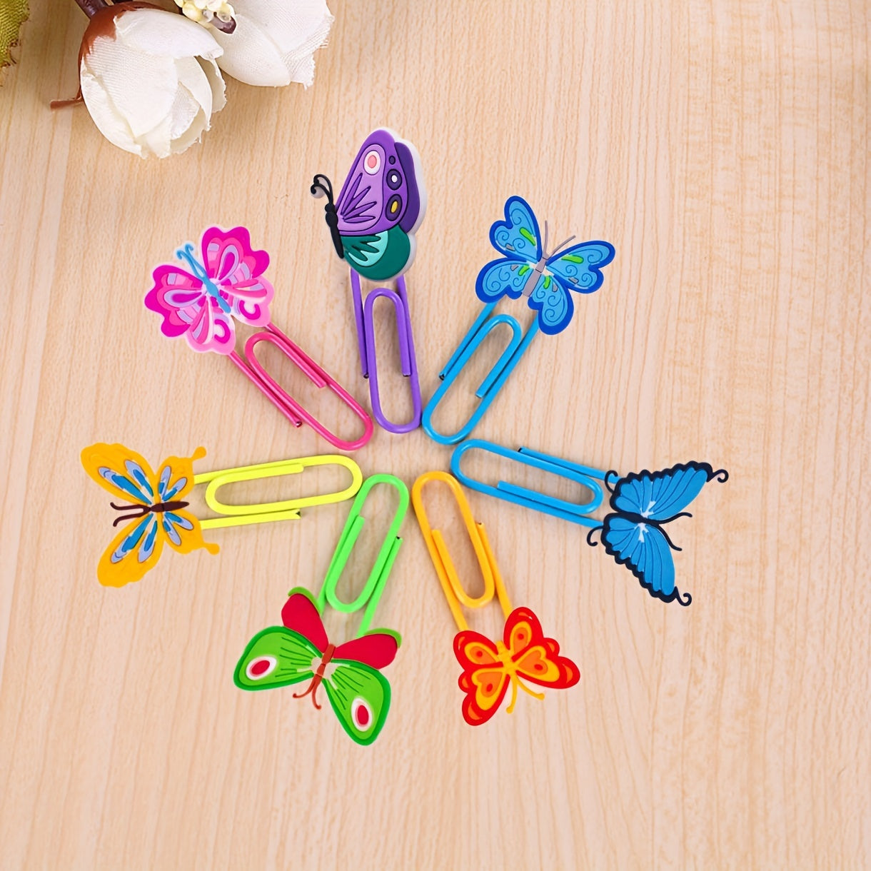 12pcs Cartoon Butterfly Paper Clips Bookmark Pliers School Stationery
