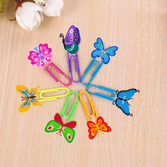 12pcs Cartoon Butterfly Paper Clips Bookmark Pliers School Stationery