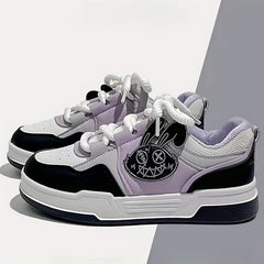 Women's Rabbit Lace-up Skate Shoes Lightweight Platform Sneakers
