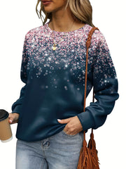 Gradient Print Pullover Sweatshirt Women's Casual Crew Neck Sweatshirt