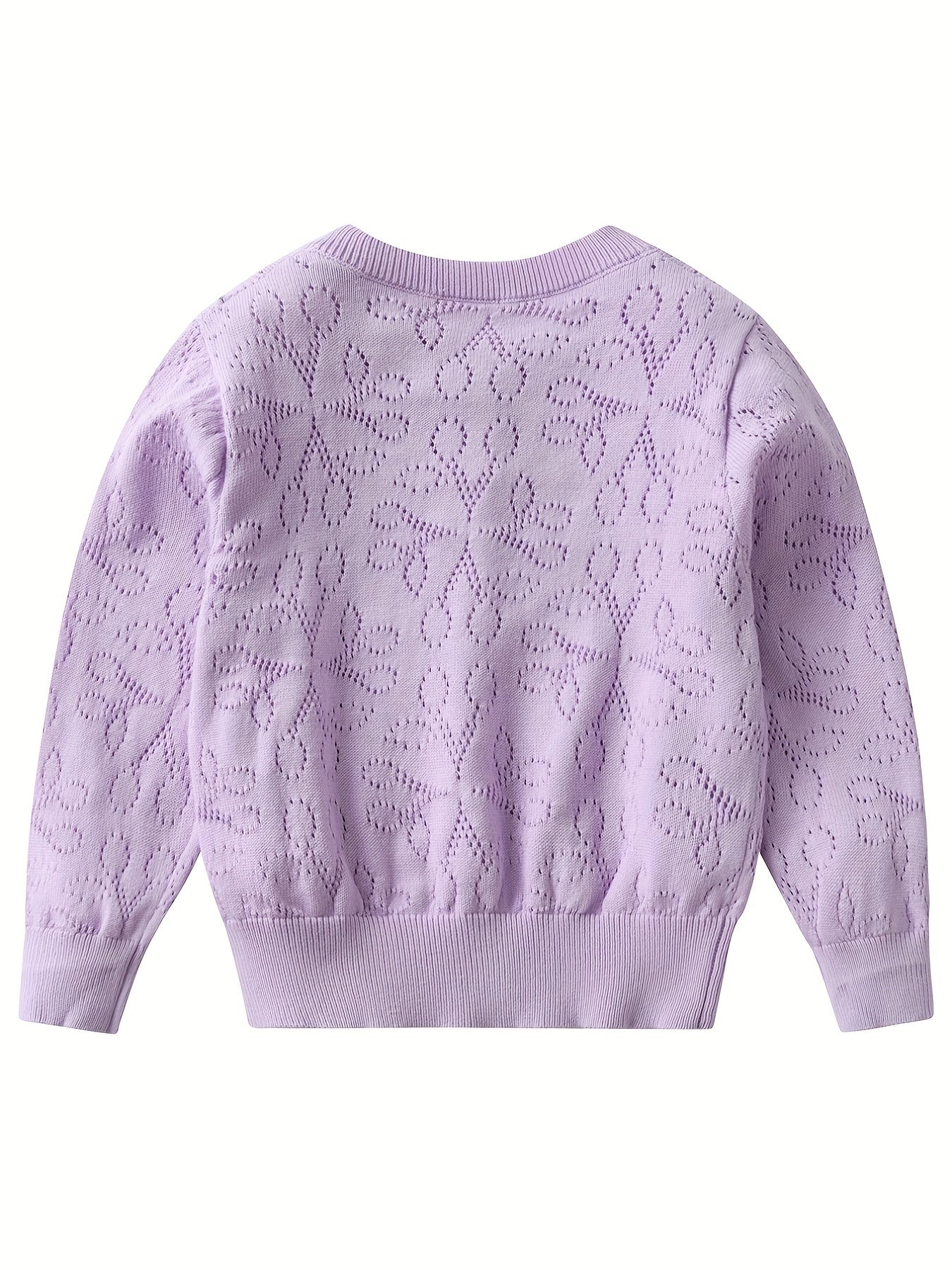 Girls' Flower Jacquard Knit Cardigan Top
