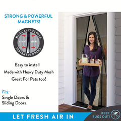 Magnetic Screen Door Self Sealing Heavy Duty Hands Mesh Partition Keeps Bugs Out