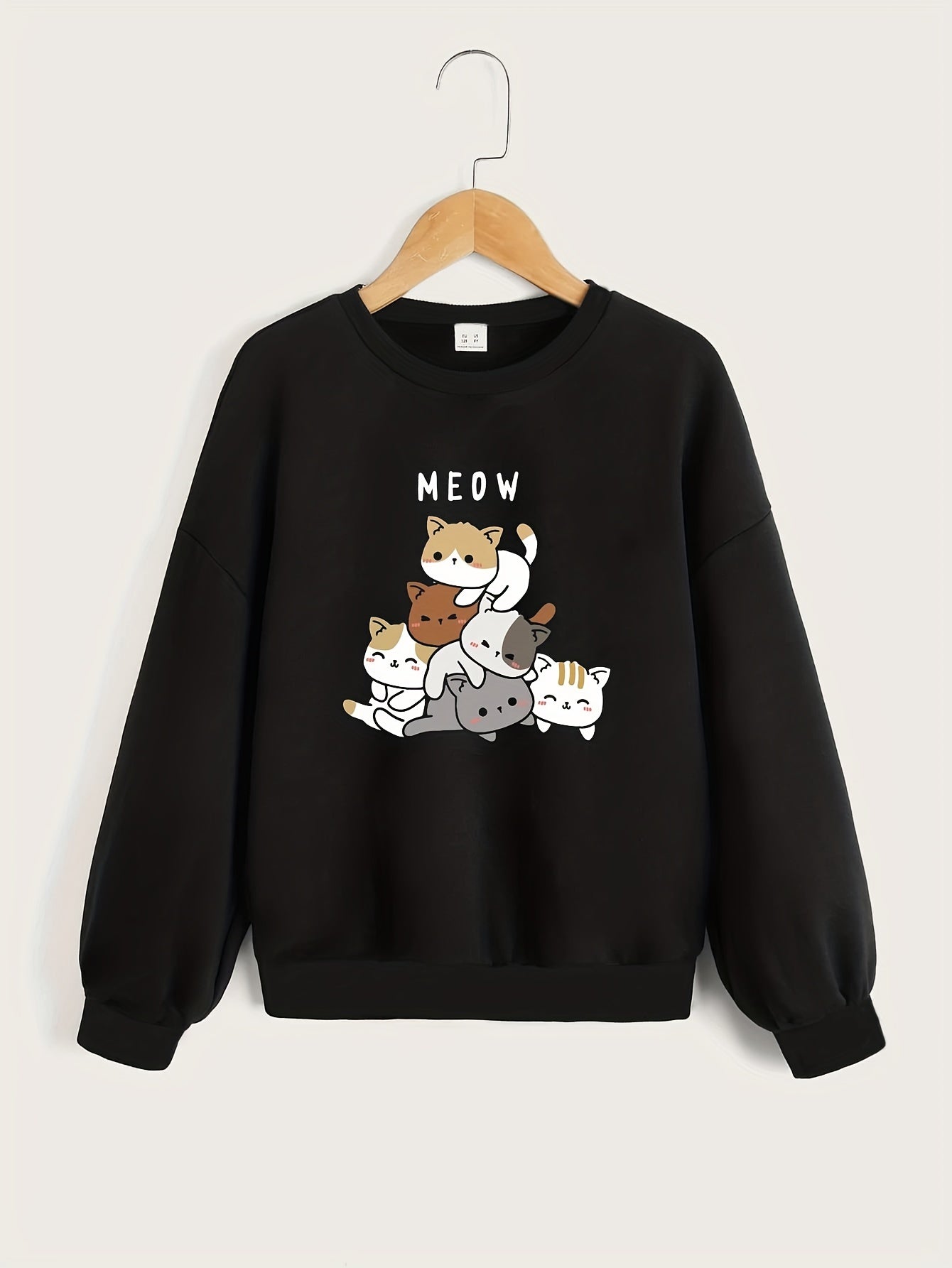 Comic Character Pattern Sweatshirt For Girls Long Sleeve Top Pullovers