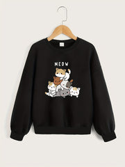 Comic Character Pattern Sweatshirt For Girls Long Sleeve Top Pullovers
