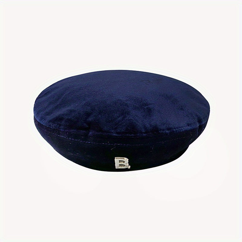 Vintage Velvet Beret Cap Classic Octagonal Hat for Women