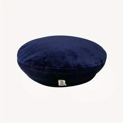 Vintage Velvet Beret Cap Classic Octagonal Hat for Women
