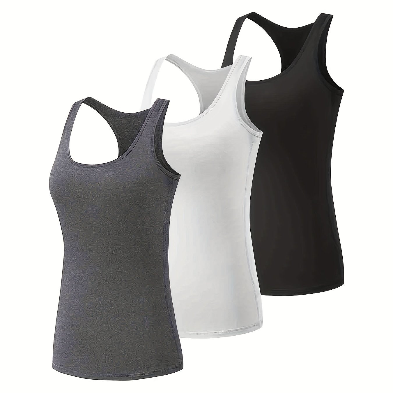 3 Pack Women's Athletic Racerback Sports Tank Tops Compression Sleeveless Shirts