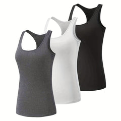3 Pack Women's Athletic Racerback Sports Tank Tops Compression Sleeveless Shirts