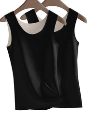 2pcs Solid Thermal Underwear Sleeveless Top