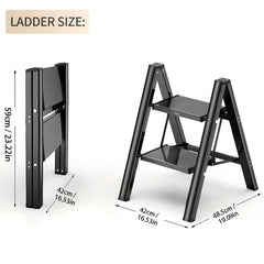 Thickened Folding Two-step Ladder Carbon Steel Sturdy Durable Non-slip Pedal