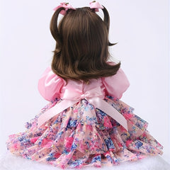 24 Inch Reborn Doll Girl Princess Long Hair Pink Skirt Lifelike