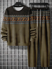 Men's 3D Print Crew Neck Sweatshirt and Joggers Set