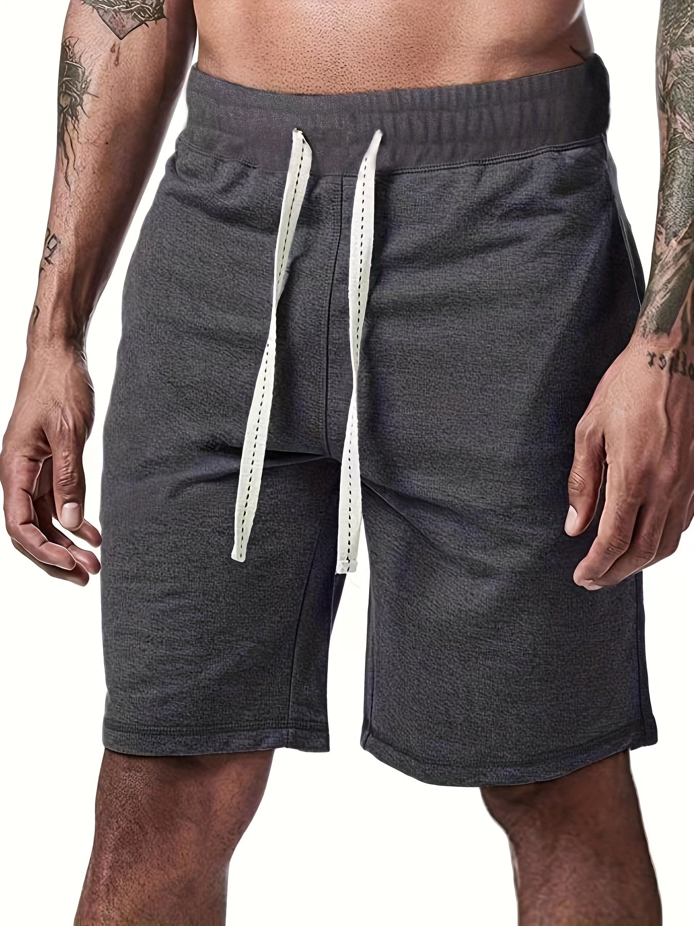 Men's Solid Drawstring Waist Shorts