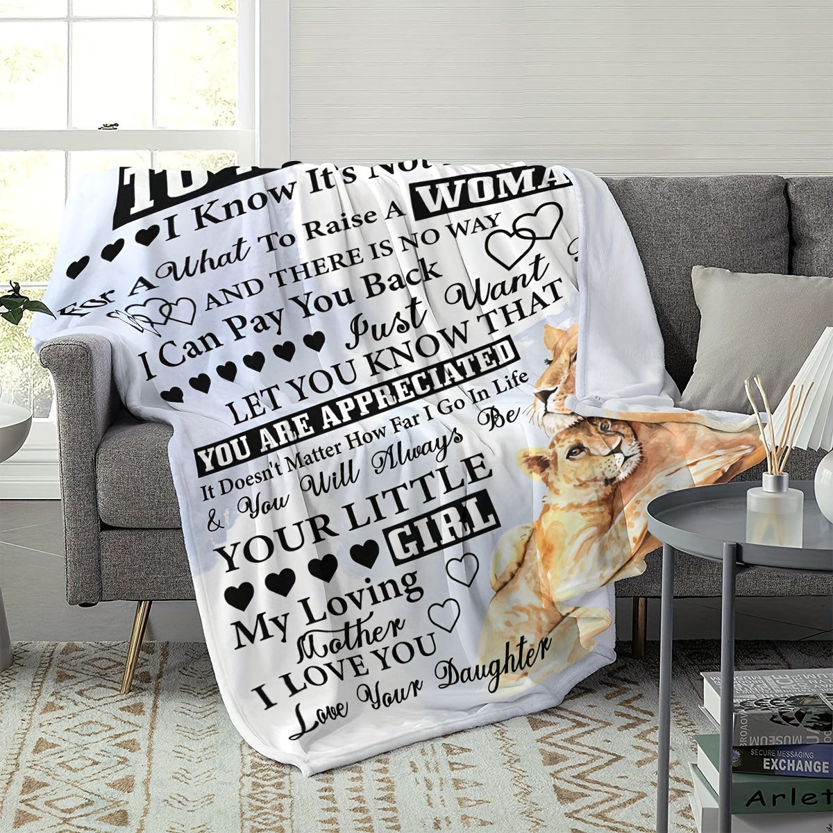 Lion Pattern Blanket Flannel Soft Throw for Camping Travel - Gift for Mom