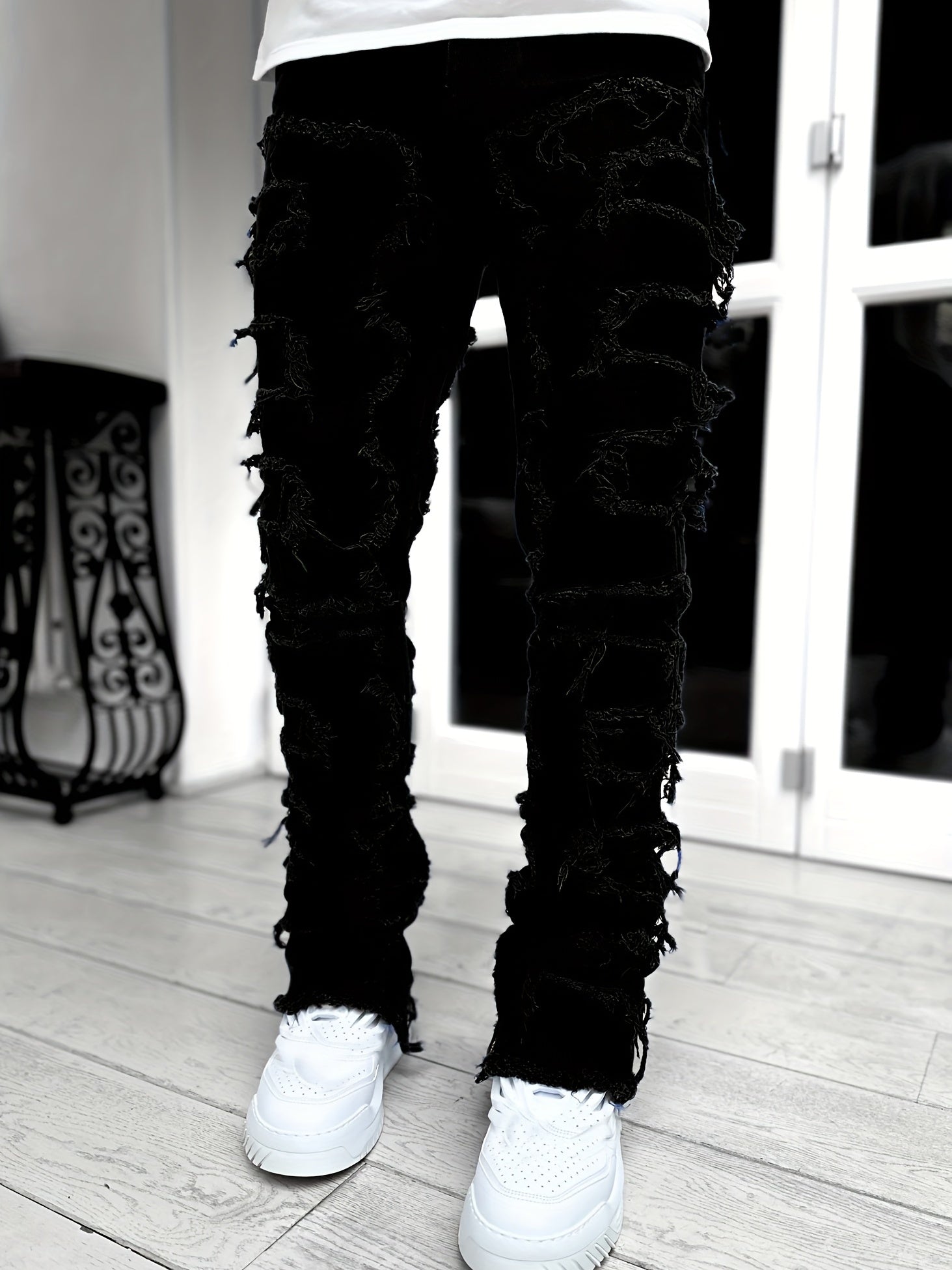 Street Style Denim Pants With Tassels Decoration For Men