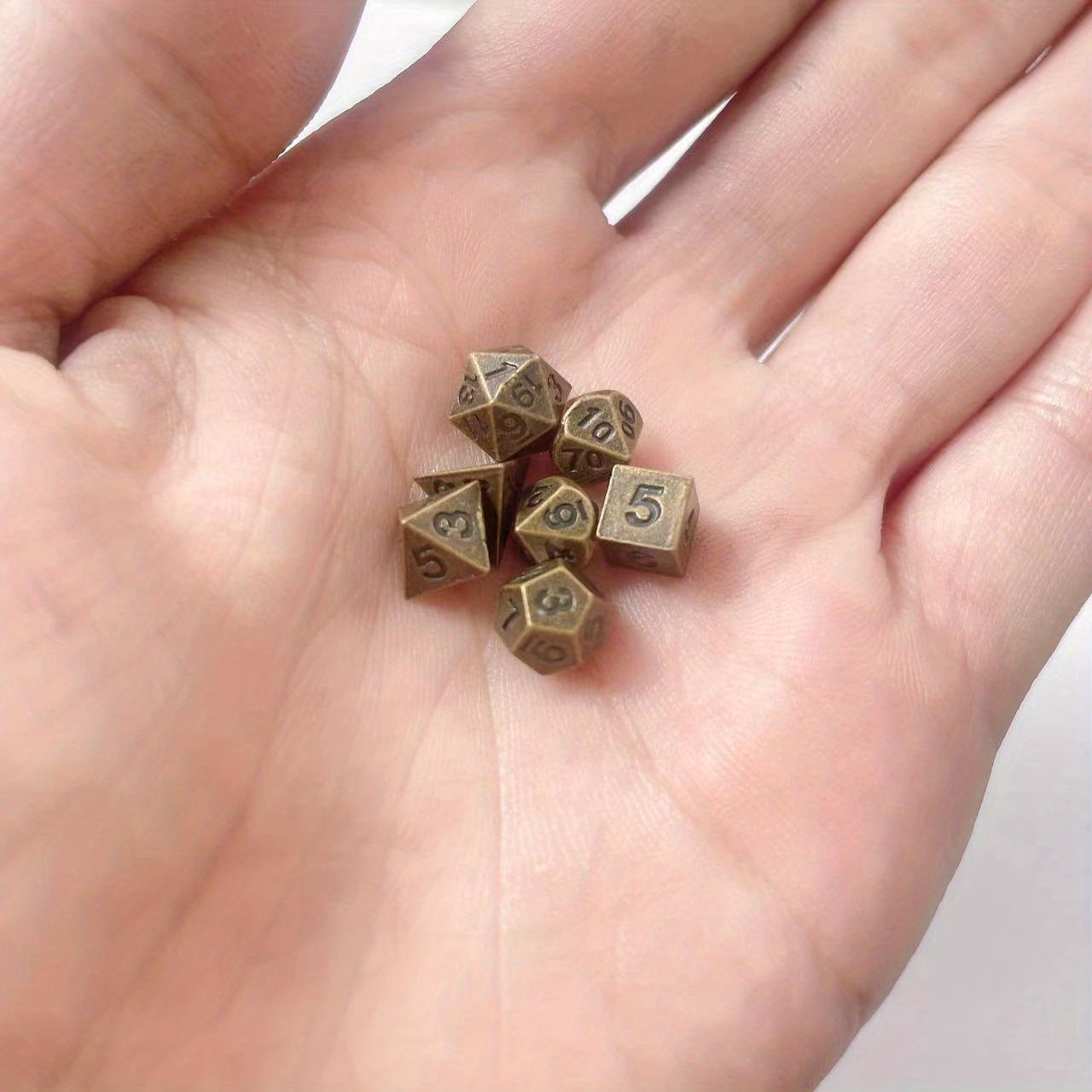 7-Piece Retro Mini Metal Dice Set for Halloween Gaming
