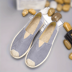 Women's Striped Canvas Slip-On Outdoor Shoes Lightweight Walking Shoes