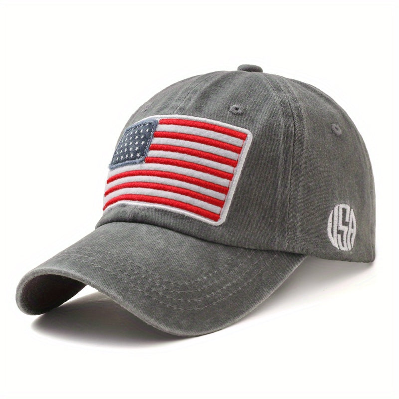 Vintage Flag Embroidered Cotton Baseball Cap