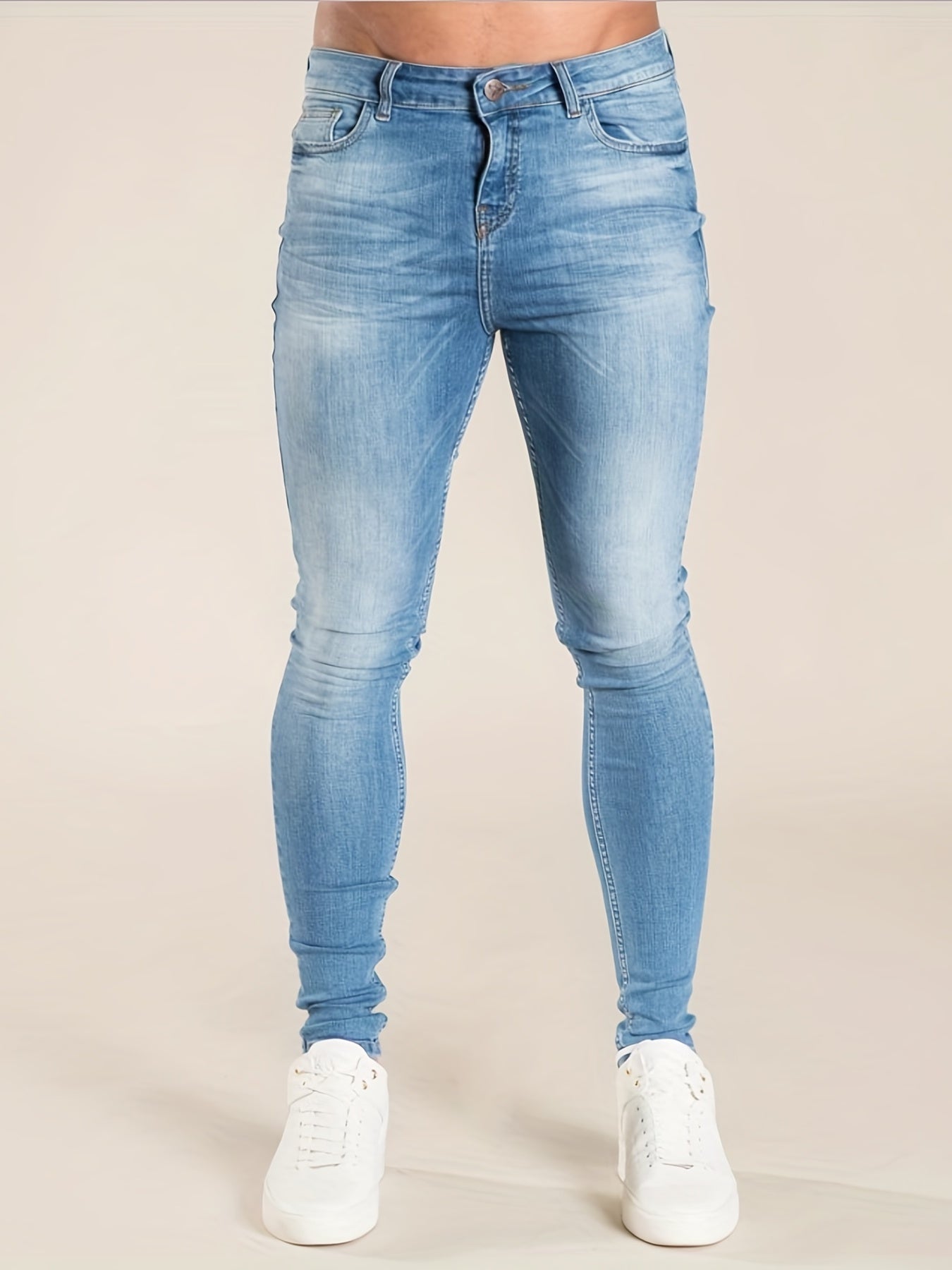 Men's Slim Fit Jeans Mid Stretch Denim Pants