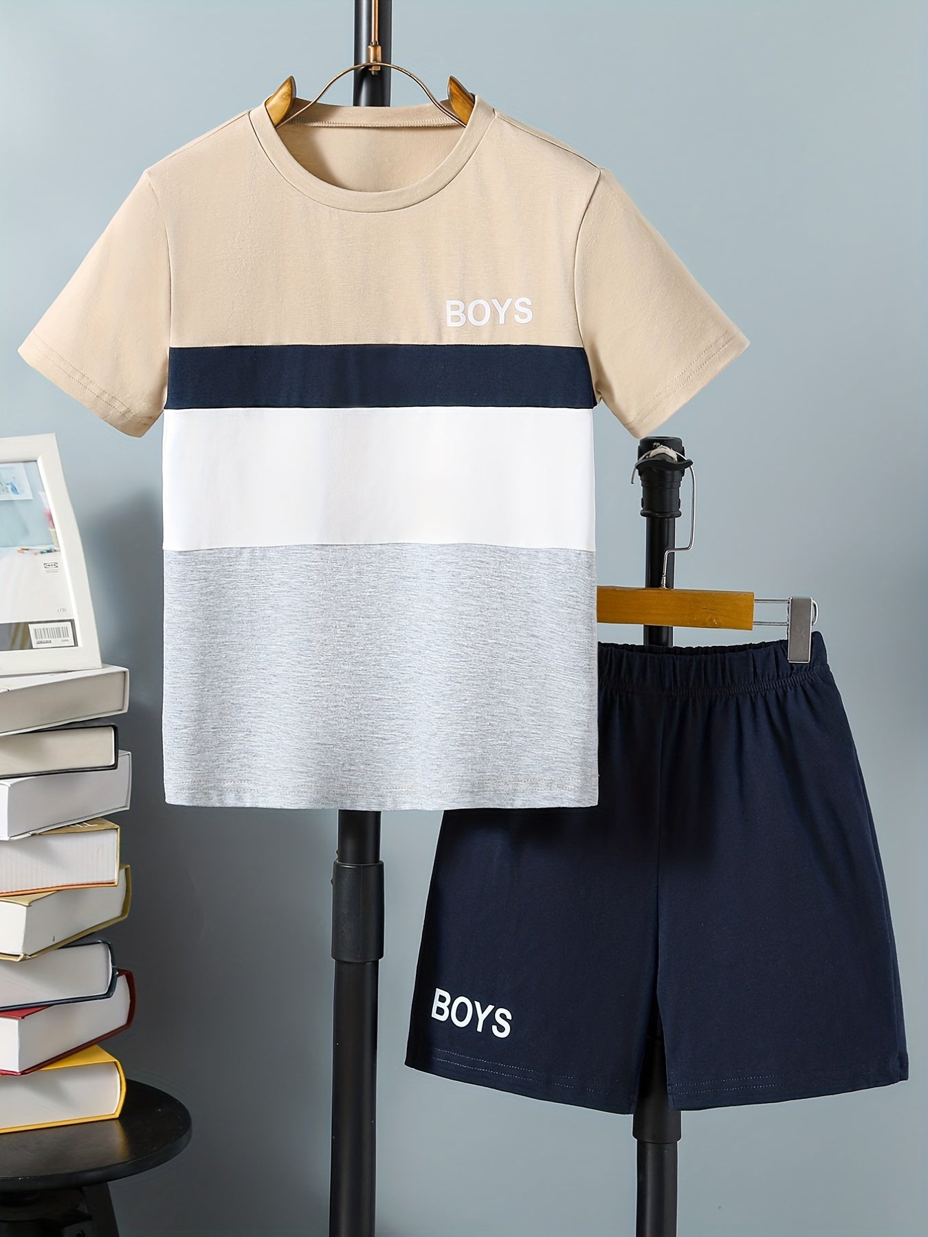 Boys Casual BOYS Graphic Print T shirt&Shorts Set Summer Kids Clothing