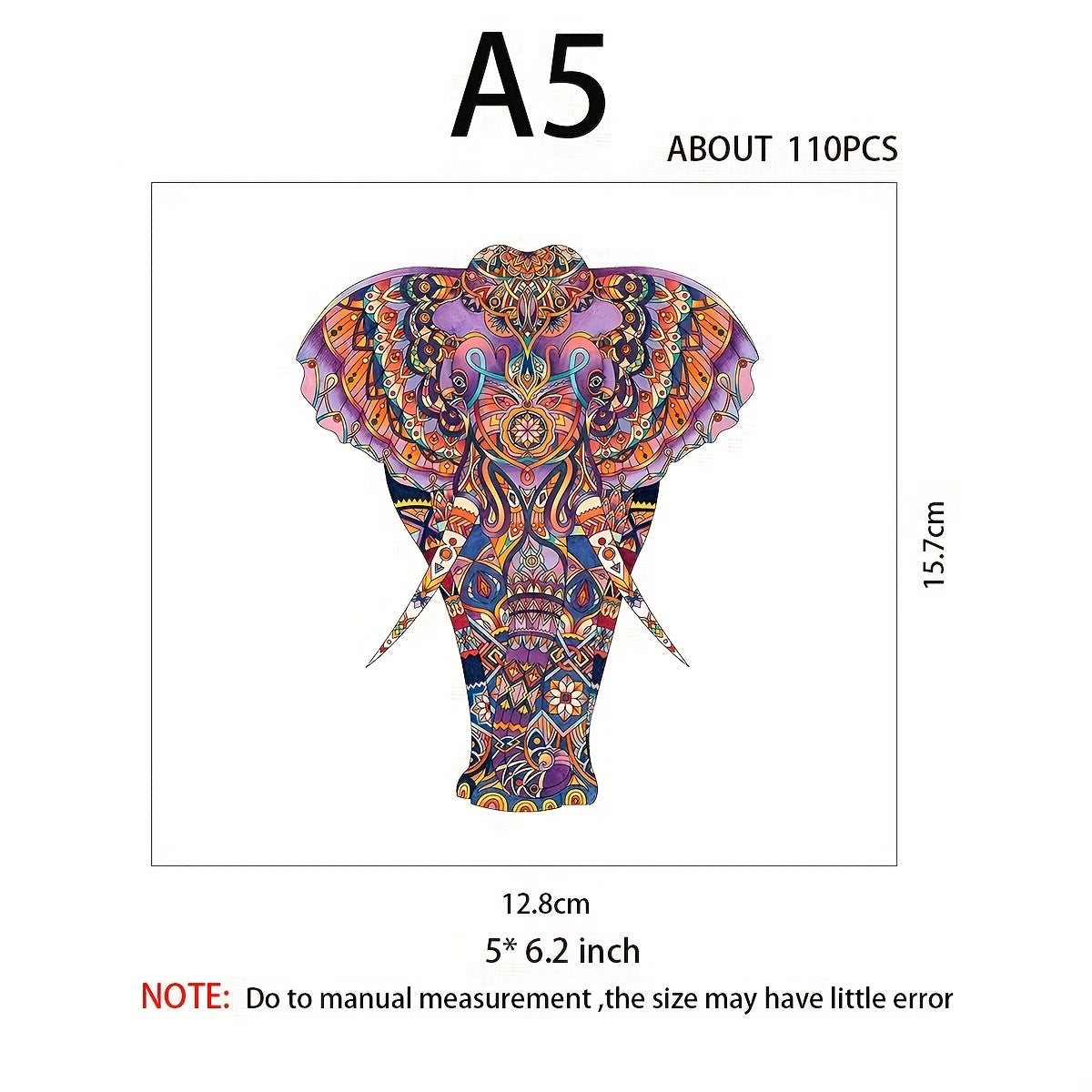 Elephant Wooden Jigsaw Puzzles For Adults Colorful Unique Shape Animal Puzzle