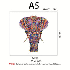 Elephant Wooden Jigsaw Puzzles For Adults Colorful Unique Shape Animal Puzzle