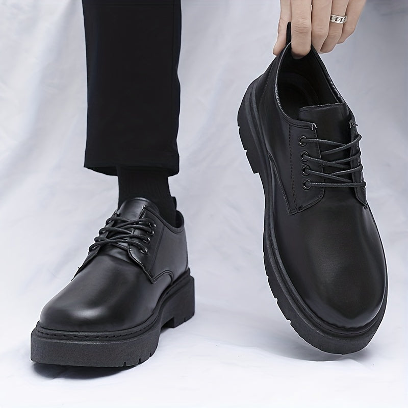 Men's Lace Up Derby Shoes Round Toe Non Slip Formal Business Wedding