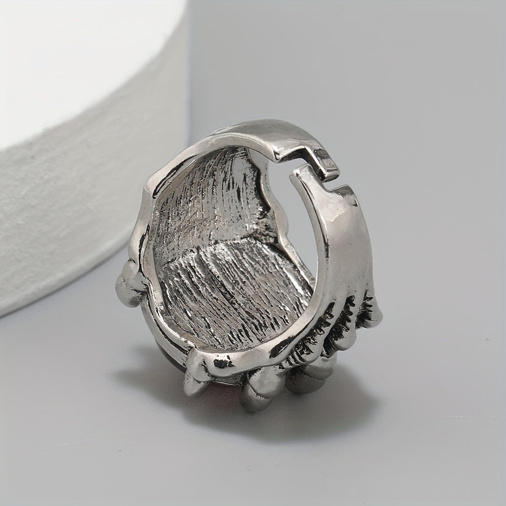 Retro Funky Dragon Eye Silver Ring Vintage Accessory
