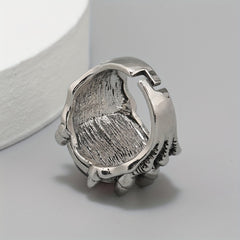 Retro Funky Dragon Eye Silver Ring Vintage Accessory