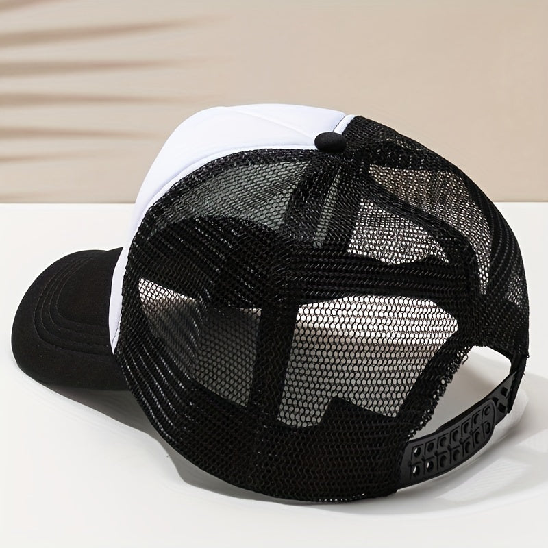 Skull Sunflower Print Baseball Cap Hip Hop Mesh Trucker Hat