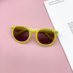 Kids Plaid Round Frame UV Sunglasses