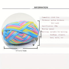 3 Skeins Colorful T-Shirt Yarn for DIY Knitting & Crocheting - 100g