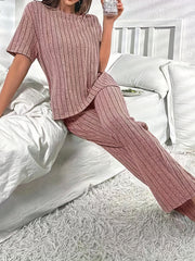 Short Sleeve Crew Neck Lounge Set Top & Pants