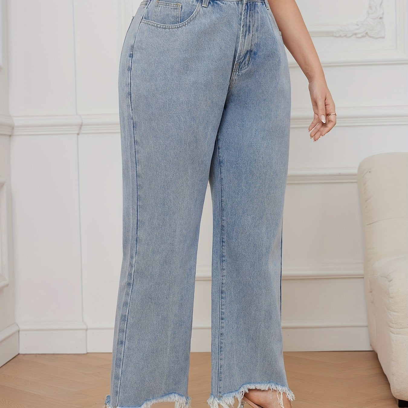 High Rise Loose Fit Straight Leg Jeans