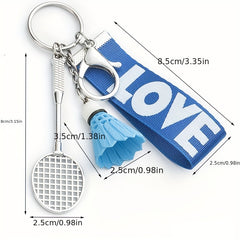 Badminton Racquet Keychain Alloy Key Chain Decoration