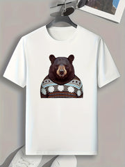 Bear Print Men's Graphic T shirt Casual Comfy Tees For Summer