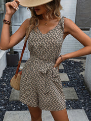 Tie Strap Romper Jumpsuit Sleeveless Belted Romper