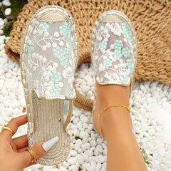 Women's Floral Embroidered Slip On Flat Shoes
