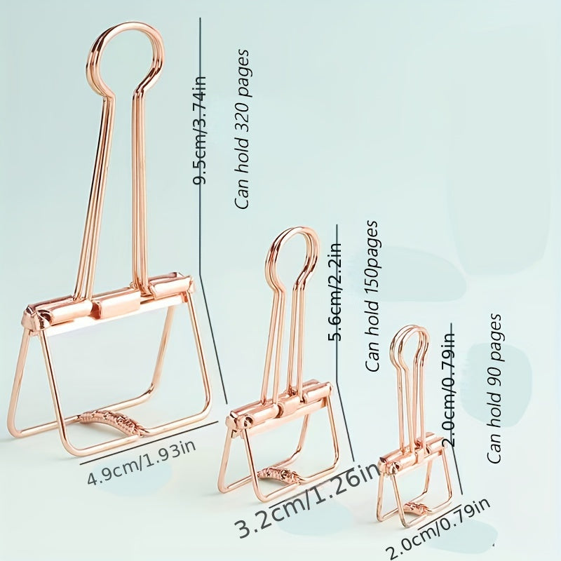 5pcs Office Storage Book Clip Stationery File Clip Metal Hollow Long Tail Clip