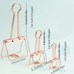 5pcs Office Storage Book Clip Stationery File Clip Metal Hollow Long Tail Clip