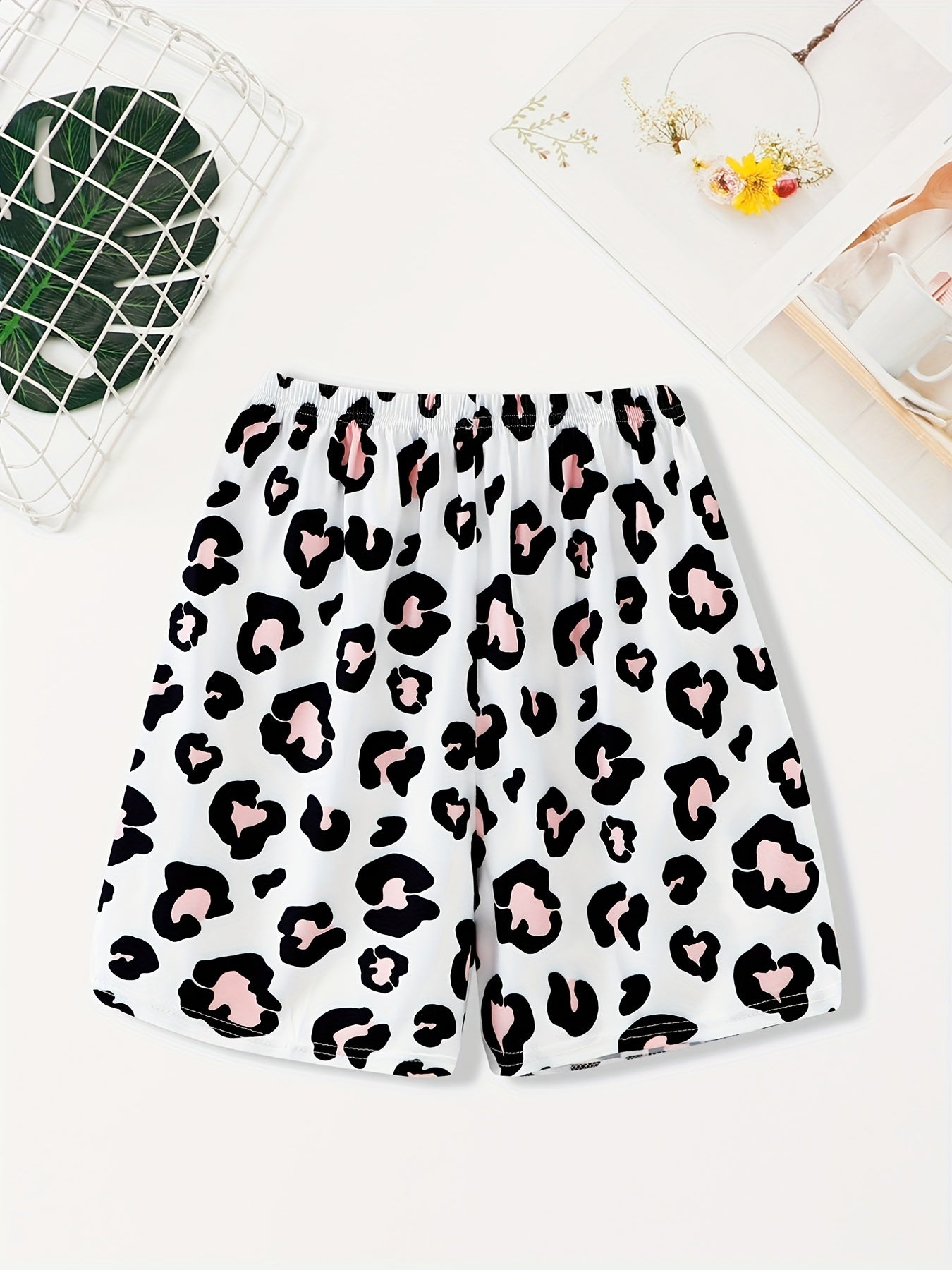 Leopard Sleep Bottoms Women's Elastic Waistband Shorts