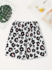 Leopard Sleep Bottoms Women's Elastic Waistband Shorts
