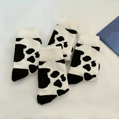 Cow Spot Print Mid Tube Socks Women's Stockings
