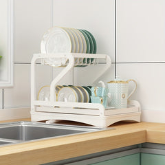 2-Tier Dish Drying Rack Large Capacity Kitchen Countertop Dish Rack